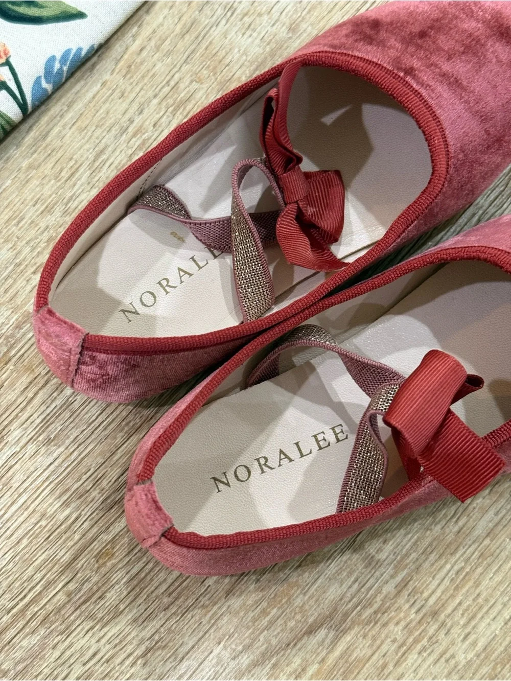Girls' Noralee Velvet Mary Jane Ballet Flats in Ruby Size 11